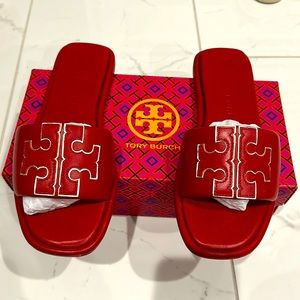 Tory Burch Red Leather Slides